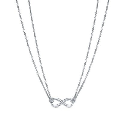 [Hevara Jewelry]SILVER INFINITY DOUBLE CHAIN NECKLACE