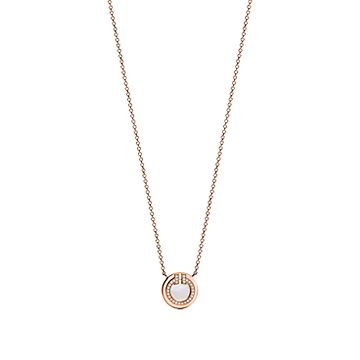 [Hevara Jewelry]DIAMOND AND MOTHER PEARL CIRCLE NECKLACE PENDANT