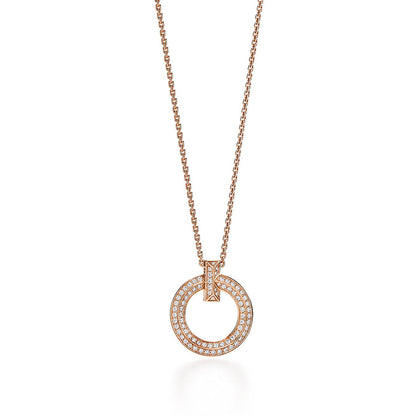 [Hevara Jewelry]T1 CIRCLE DIAMOND PAVED MEDIUM NECKLACE