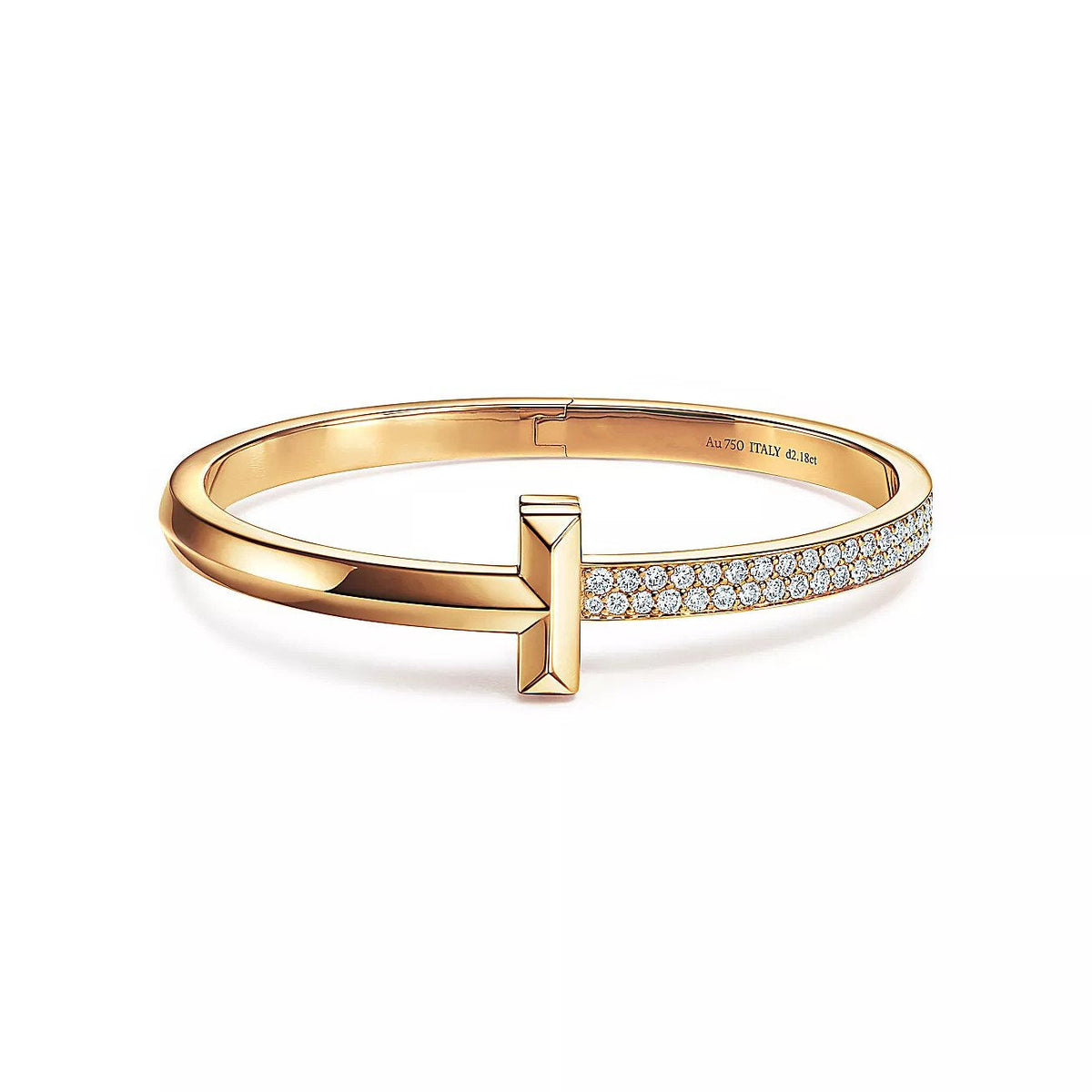 [Hevara Jewelry]T1 WIDE DIAMOND HINGED BANGLE PINK GOLD
