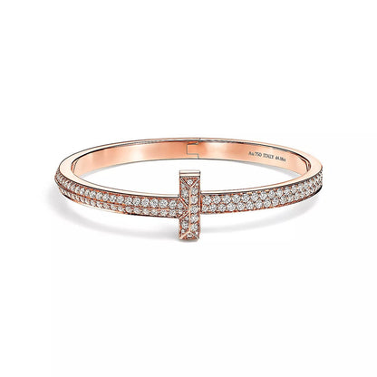 [Hevara Jewelry]T1 WIDE HINGED BANGLE DIAMOND PAVED BRACELET