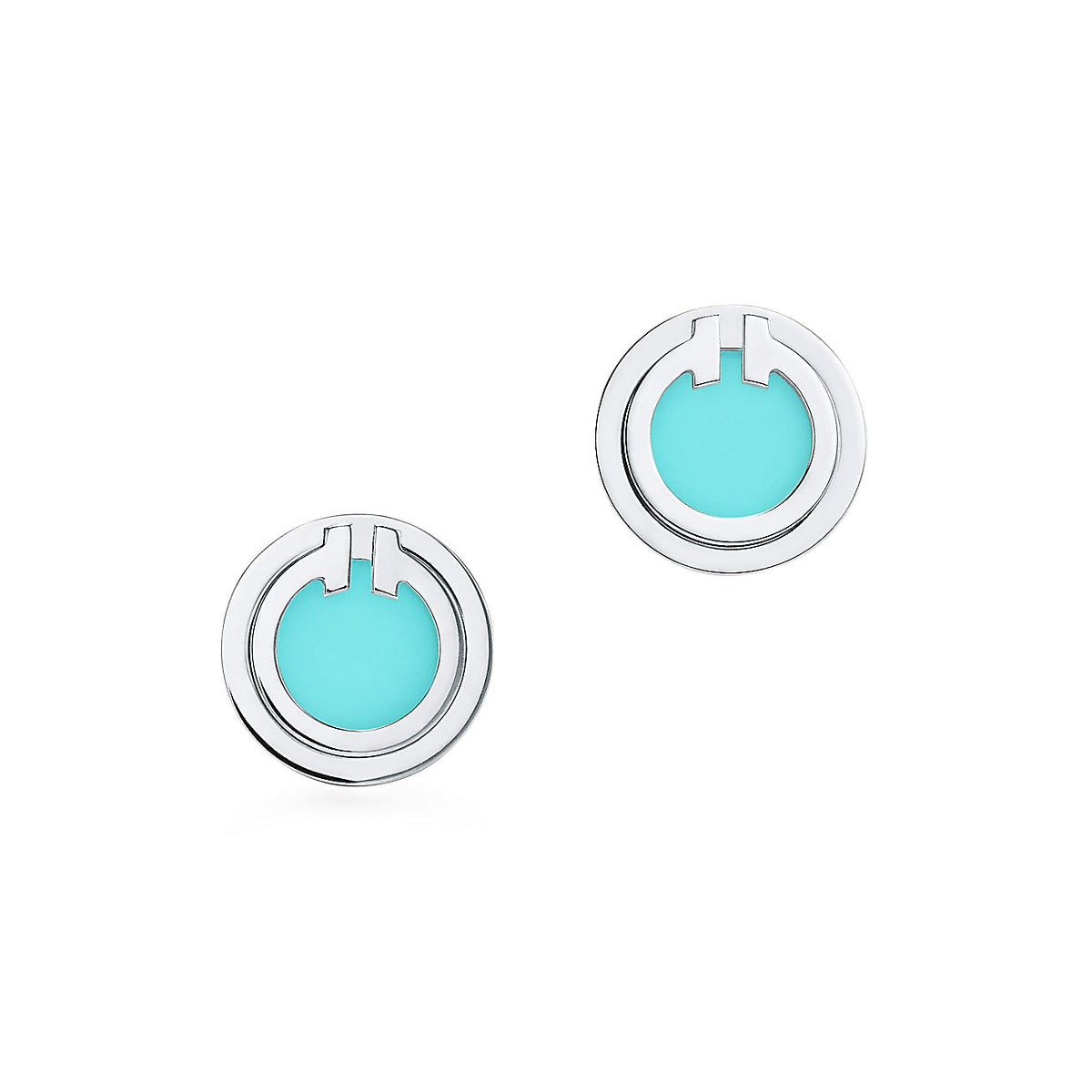 [Hevara Jewelry]TURQUOISE CIRCLE WHITE GOLD EARRINGS
