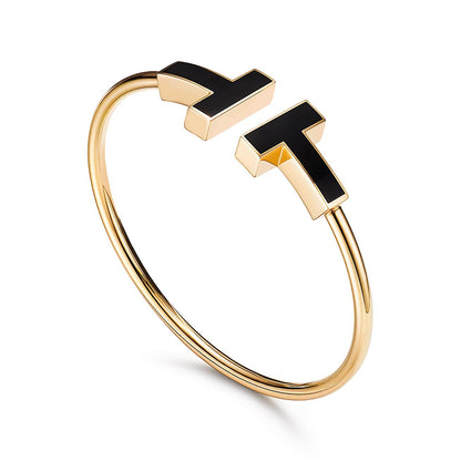 [Hevara Jewelry]T WIDE ONYX OPEN BRACELET