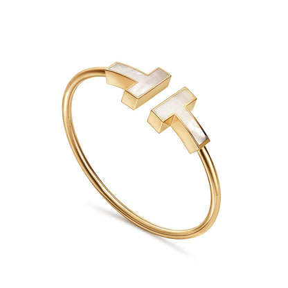 [Hevara Jewelry]T WIDE MOP OPEN BRACELET