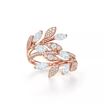 [Hevara Jewelry]VICTORIA DIAMOND VINE BYPASS RING PINK GOLD