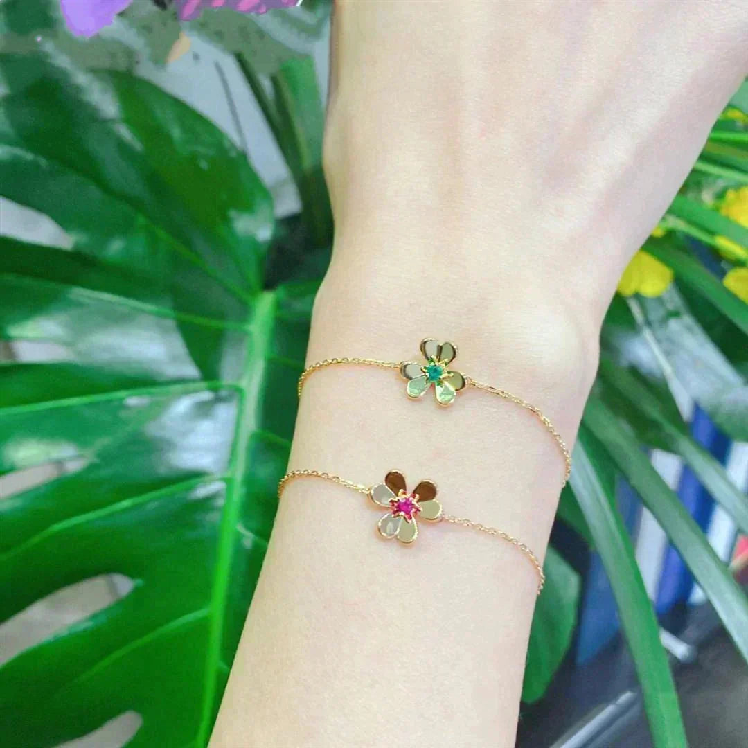 [⭐Hevara Jewelry]FRIVOLE GOLD FLOWER PINK MALACHITE BRACELET