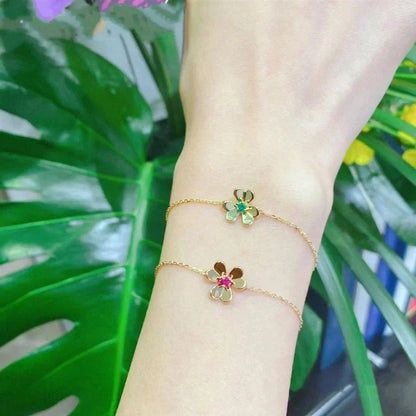 [⭐Hevara Jewelry]FRIVOLE GOLD FLOWER PINK MALACHITE BRACELET