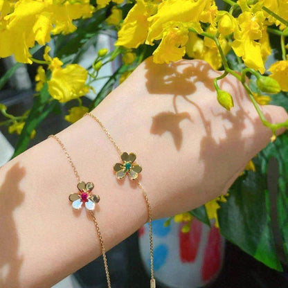 [⭐Hevara Jewelry]FRIVOLE GOLD FLOWER PINK MALACHITE BRACELET