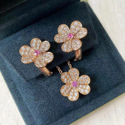 [⭐Hevara Jewelry]FRIVOLE ROSE GOLD FLOWER DIAMOND NECKLACE