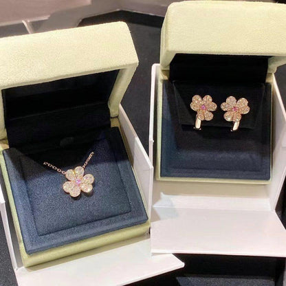[⭐Hevara Jewelry]FRIVOLE PINK GOLD FLOWER DIAMOND EARRINGS