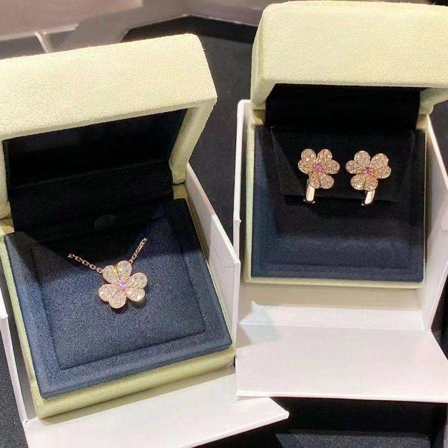 [⭐Hevara Jewelry]FRIVOLE ROSE GOLD FLOWER DIAMOND NECKLACE