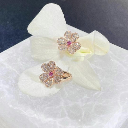 [⭐Hevara Jewelry]FRIVOLE PINK GOLD FLOWER DIAMOND EARRINGS