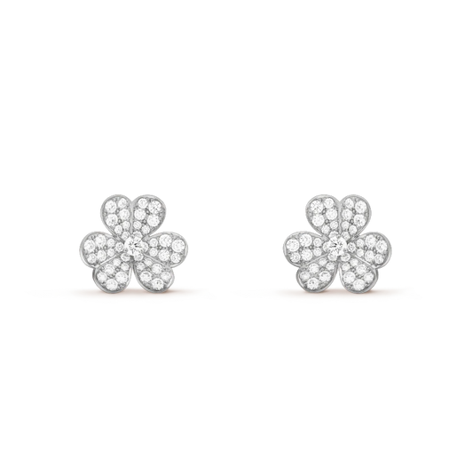 [⭐Hevara Jewelry]FRIVOLE SILVER FLOWER DIAMOND EARRINGS