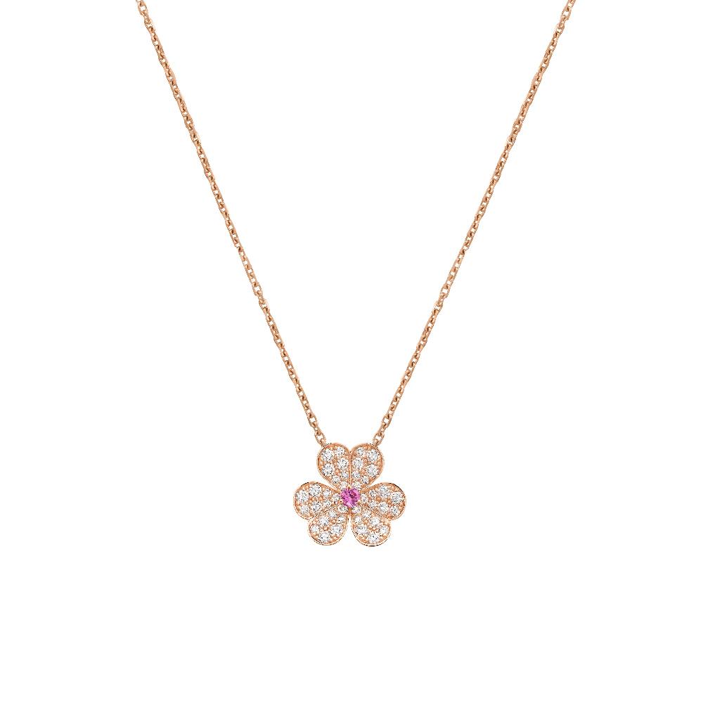 [⭐Hevara Jewelry]FRIVOLE ROSE GOLD FLOWER DIAMOND NECKLACE