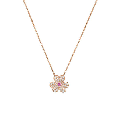 [⭐Hevara Jewelry]FRIVOLE ROSE GOLD FLOWER DIAMOND NECKLACE