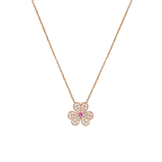 [⭐Hevara Jewelry]FRIVOLE ROSE GOLD FLOWER DIAMOND NECKLACE