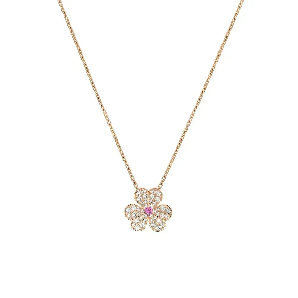 [⭐Hevara Jewelry]FRIVOLE ROSE GOLD FLOWER DIAMOND NECKLACE