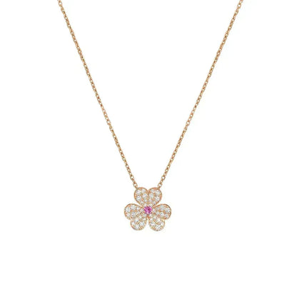 [⭐Hevara Jewelry]FRIVOLE ROSE GOLD FLOWER DIAMOND NECKLACE