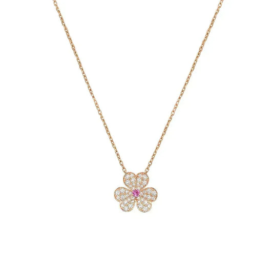 [⭐Hevara Jewelry]FRIVOLE ROSE GOLD FLOWER DIAMOND NECKLACE