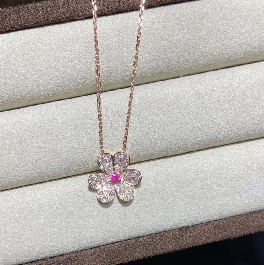 [⭐Hevara Jewelry]FRIVOLE ROSE GOLD FLOWER DIAMOND NECKLACE