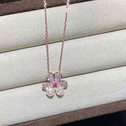 [⭐Hevara Jewelry]FRIVOLE ROSE GOLD FLOWER DIAMOND NECKLACE