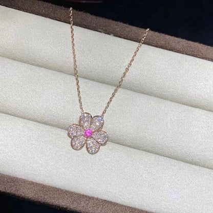 [⭐Hevara Jewelry]FRIVOLE ROSE GOLD FLOWER DIAMOND NECKLACE