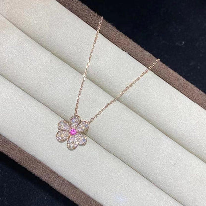 [⭐Hevara Jewelry]FRIVOLE ROSE GOLD FLOWER DIAMOND NECKLACE