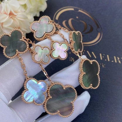 [⭐Hevara Jewelry]CLOVER EARRINGS DARK MOP 4 MOTIFS ROSE GOLD