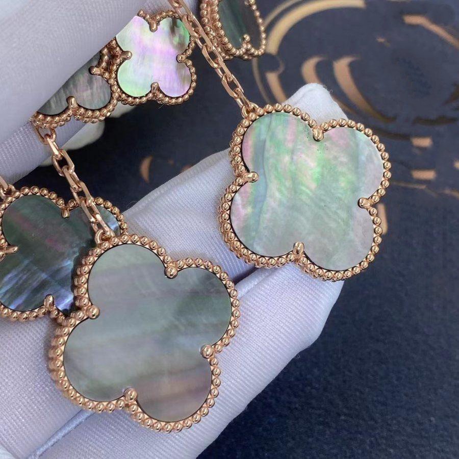[⭐Hevara Jewelry]CLOVER EARRINGS DARK MOP 4 MOTIFS ROSE GOLD