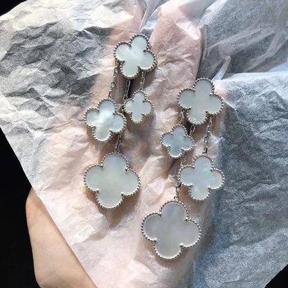 [⭐Hevara Jewelry]CLOVER EARRINGS WHITE MOP 4 MOTIFS SILVER