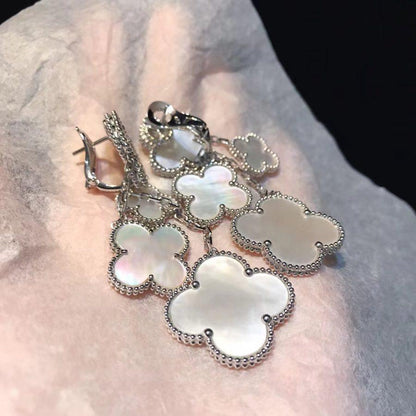 [⭐Hevara Jewelry]CLOVER EARRINGS WHITE MOP 4 MOTIFS SILVER