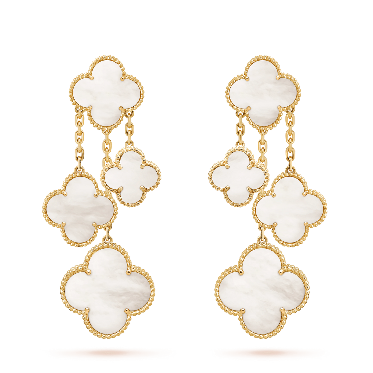 [⭐Hevara Jewelry]CLOVER EARRINGS WHITE MOP 4 MOTIFS GOLD