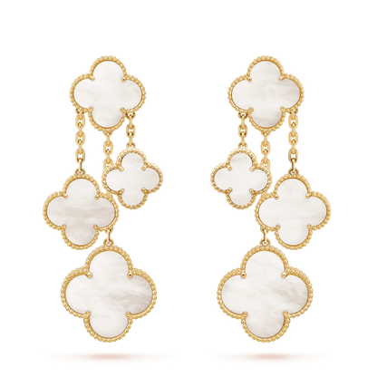 [⭐Hevara Jewelry]CLOVER EARRINGS WHITE MOP 4 MOTIFS GOLD