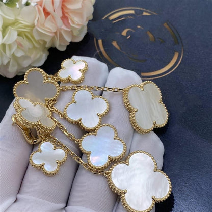 [⭐Hevara Jewelry]CLOVER EARRINGS WHITE MOP 4 MOTIFS GOLD