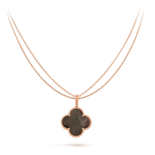 [⭐Hevara Jewelry]CLOVER 25MM GOLD DARK MOP BIG CLOVER NECKLACE