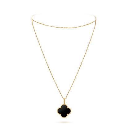 [⭐Hevara Jewelry]CLOVER 25MM GOLD ONYX BIG CLOVER NECKLACE