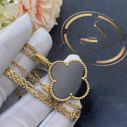 [⭐Hevara Jewelry]CLOVER 25MM GOLD ONYX BIG CLOVER NECKLACE