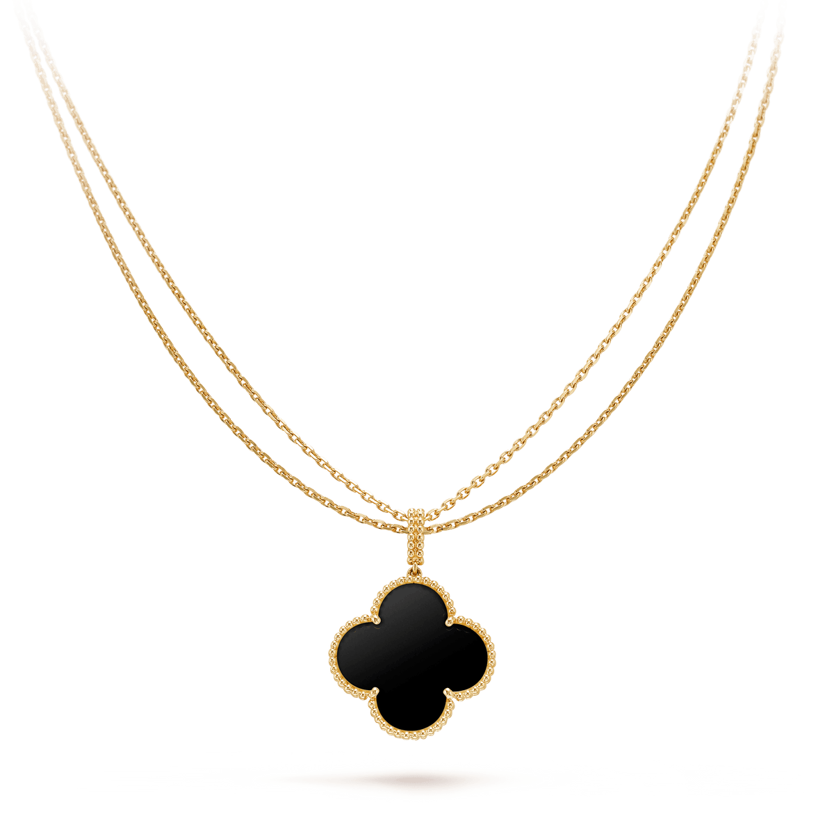 [⭐Hevara Jewelry]CLOVER 25MM GOLD ONYX BIG CLOVER NECKLACE