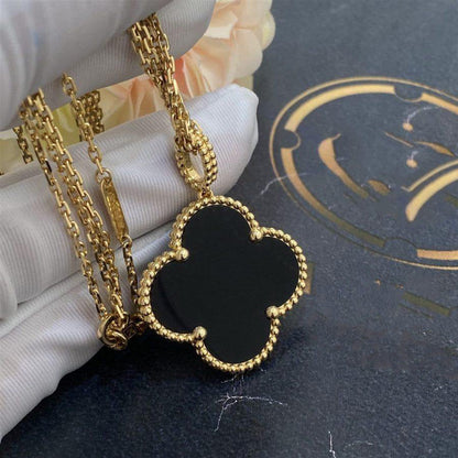 [⭐Hevara Jewelry]CLOVER 25MM GOLD ONYX BIG CLOVER NECKLACE