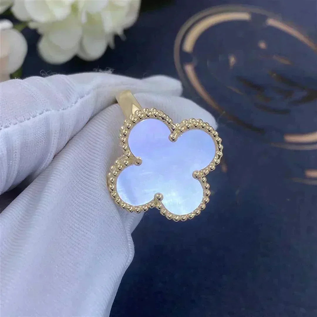 [⭐Hevara Jewelry]CLOVER WHITE MOP RING