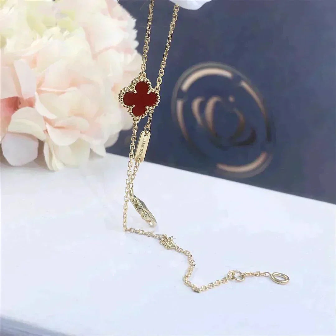 [⭐Hevara Jewelry]CLOVER  CARNELIAN SINGLE FLOWER BRACELET