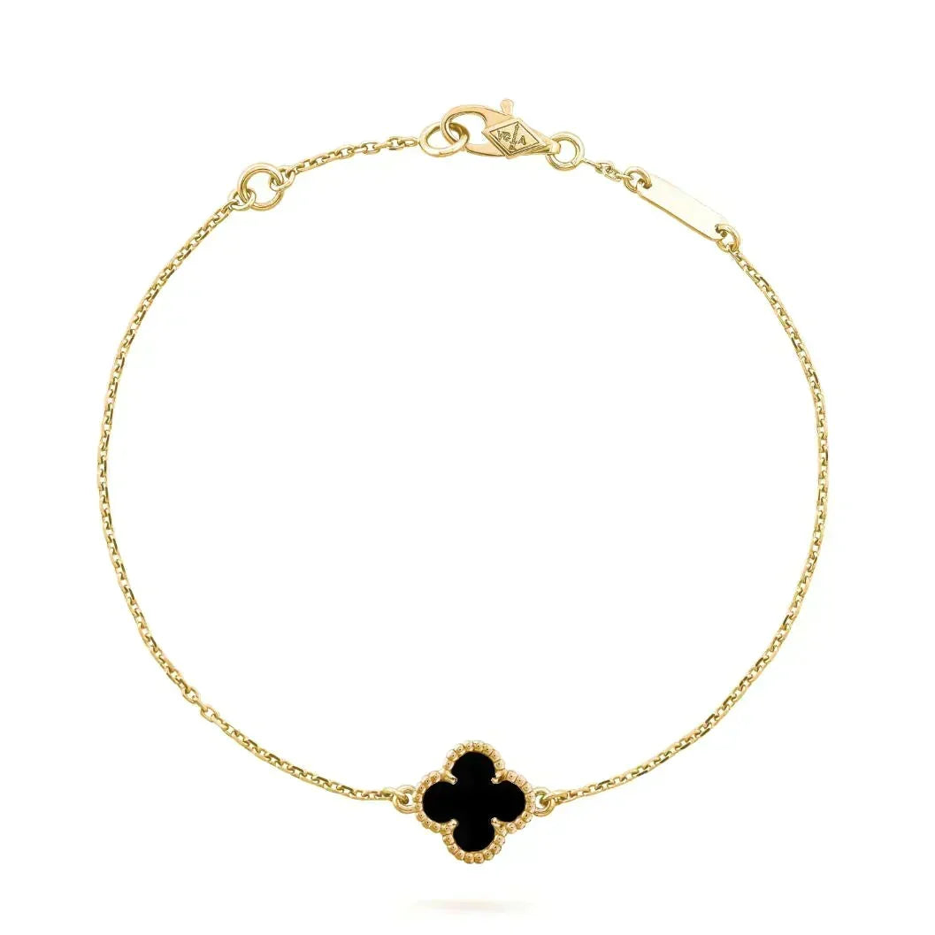 [⭐Hevara Jewelry]CLOVER ONYX SINGLE FLOWER BRACELET