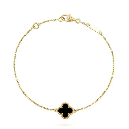[⭐Hevara Jewelry]CLOVER ONYX SINGLE FLOWER BRACELET
