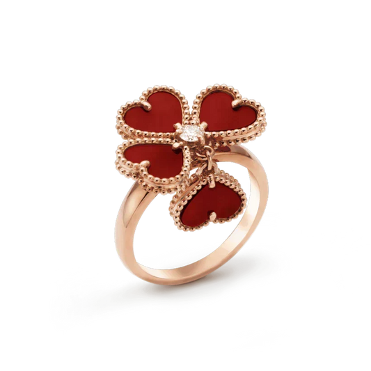 [⭐Hevara Jewelry]SWEET CLOVER CARNELIAN RING