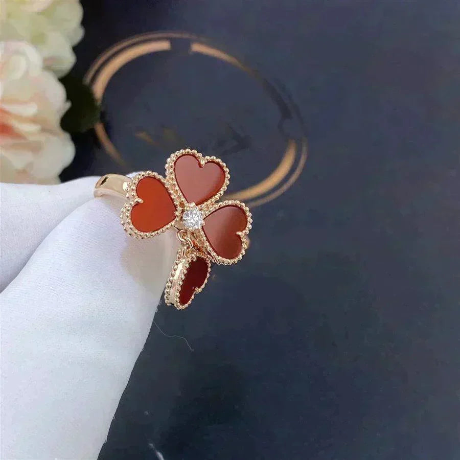 [⭐Hevara Jewelry]SWEET CLOVER CARNELIAN RING