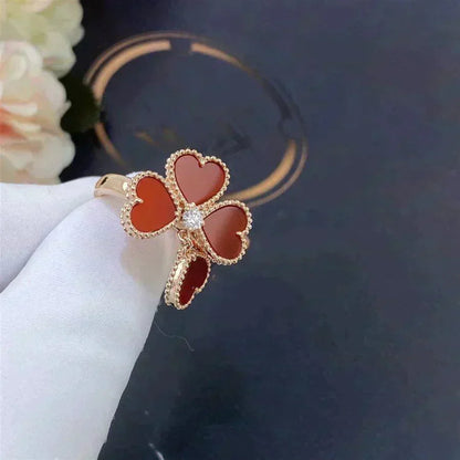 [⭐Hevara Jewelry]SWEET CLOVER CARNELIAN RING