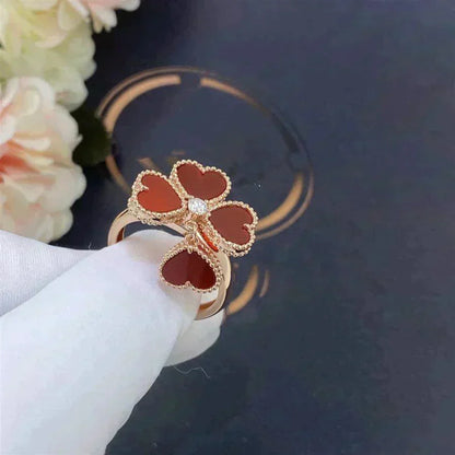 [⭐Hevara Jewelry]SWEET CLOVER CARNELIAN RING