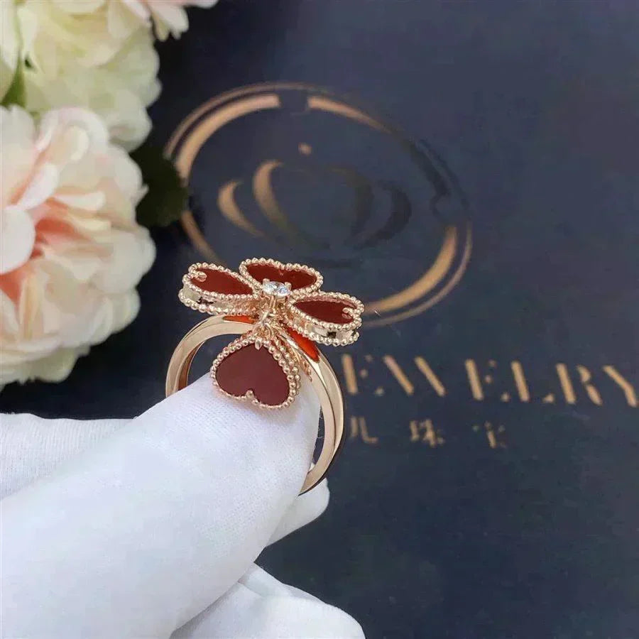 [⭐Hevara Jewelry]SWEET CLOVER CARNELIAN RING