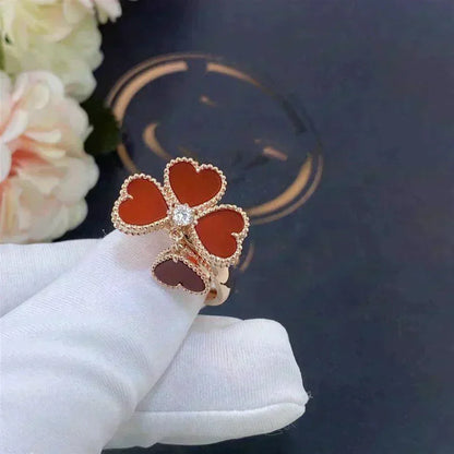 [⭐Hevara Jewelry]SWEET CLOVER CARNELIAN RING