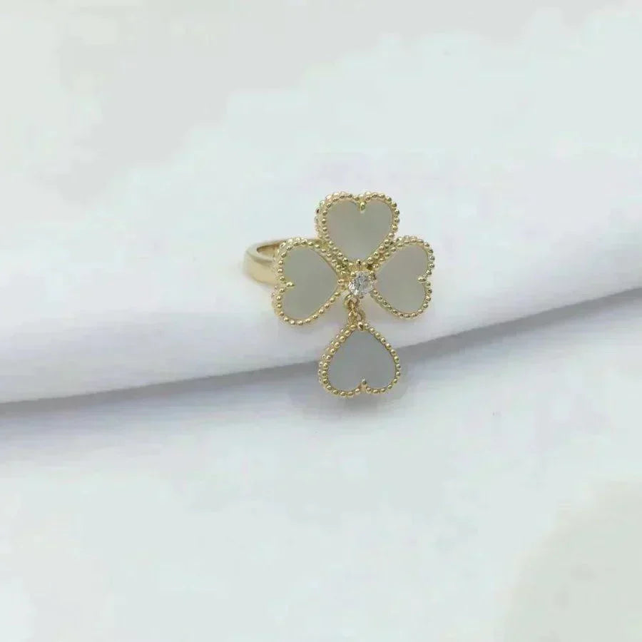 [⭐Hevara Jewelry]SWEET CLOVER WHITE MOP RING